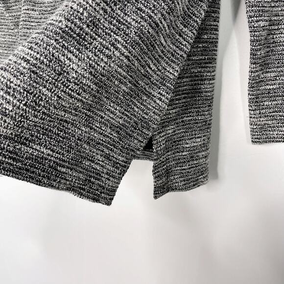 LOFT Large Petite LP Spacedye Knit Top Scoop Neck Gray Black Side Split Hem - Picture 6 of 8